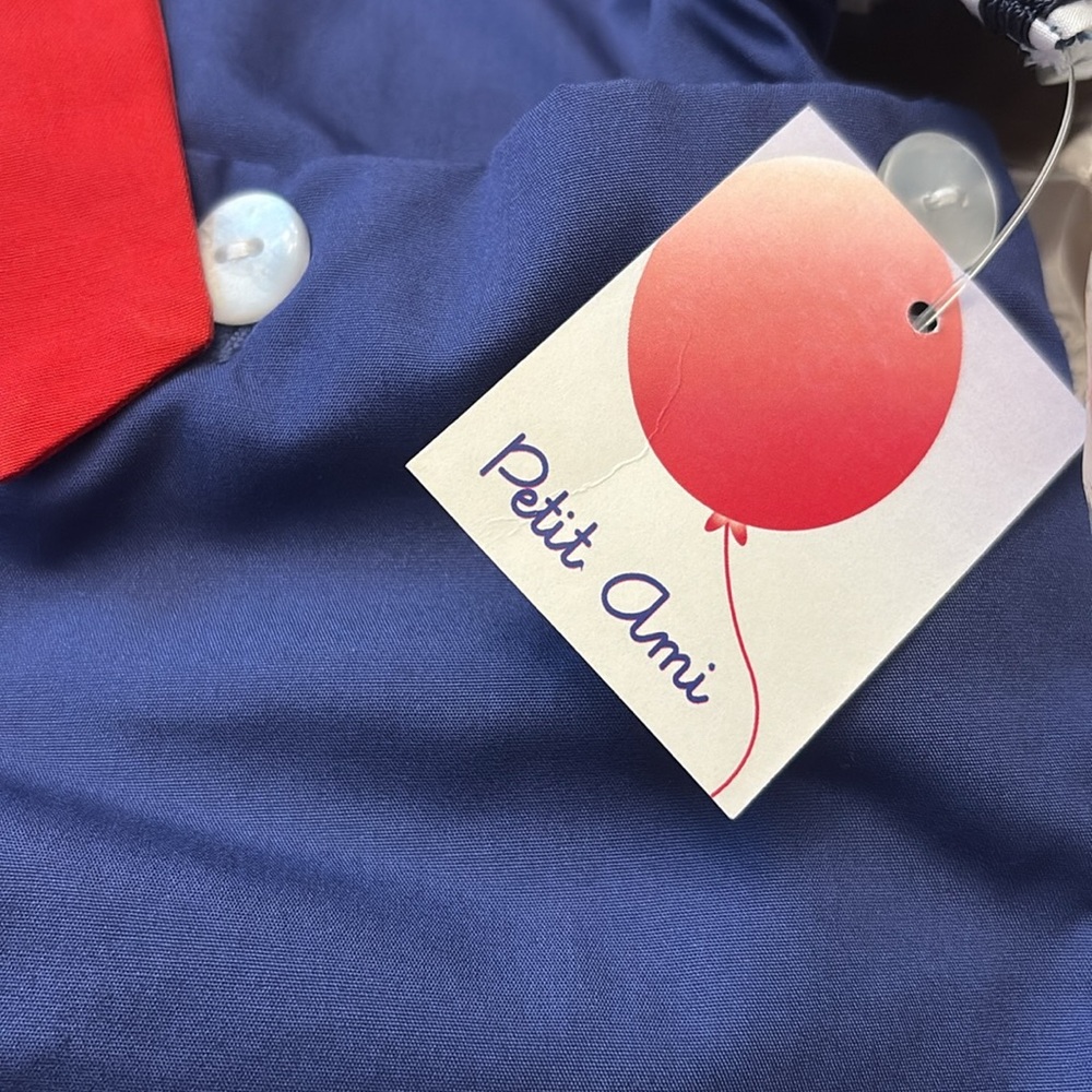 Petit Ami Navy Sailor Romper with Red Tie - Picture 7 of 7